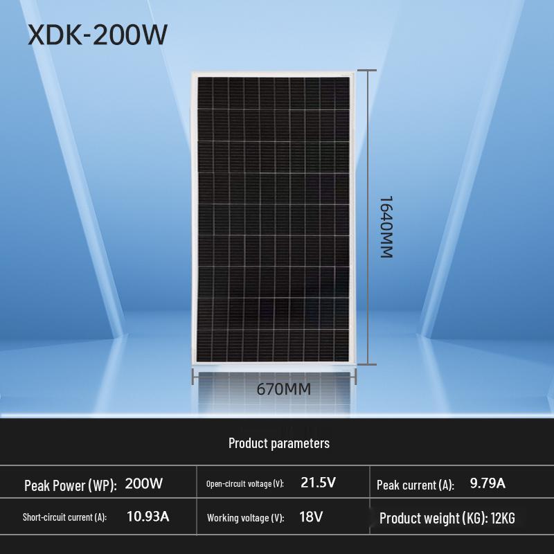 Brand New 200W Monocrystalline Solar Panel for 12V/24V Photovoltaic Power System - Free Shipping