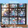 Christmas Decor Window Stickers Set With Snowflakes Snowman For Celebration