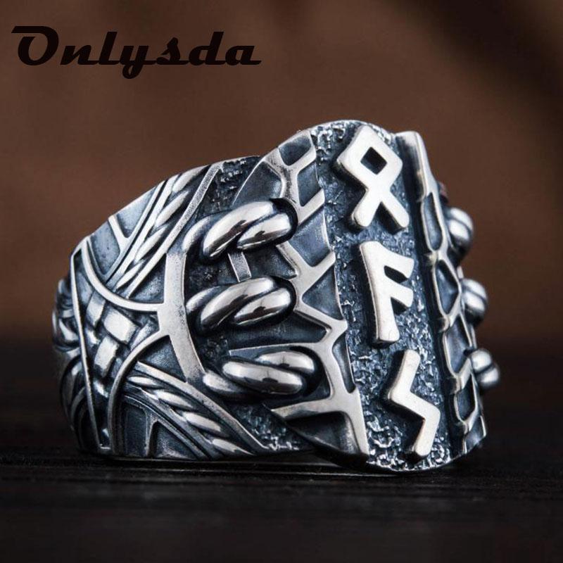 Stainless steel Odin Norse Viking Amulet Rune Fashion MEN and women fashion words RETRO Rings Jewelry