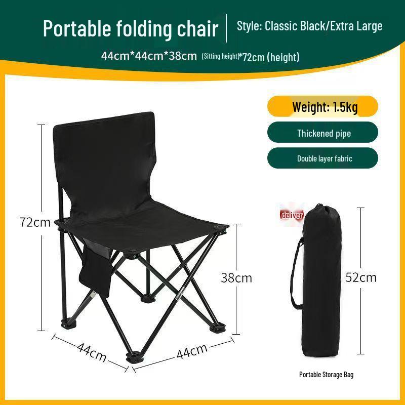 Portable Folding Chair with Backrest for Camping, Picnics, Barbecues, Fishing, and Outdoor Sketching