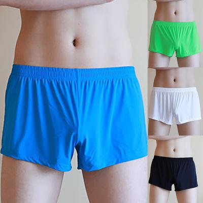 Soutong Loose Men Underpants Comfortable Ice Silk Stretchable Comfort Boxer Brief for Home