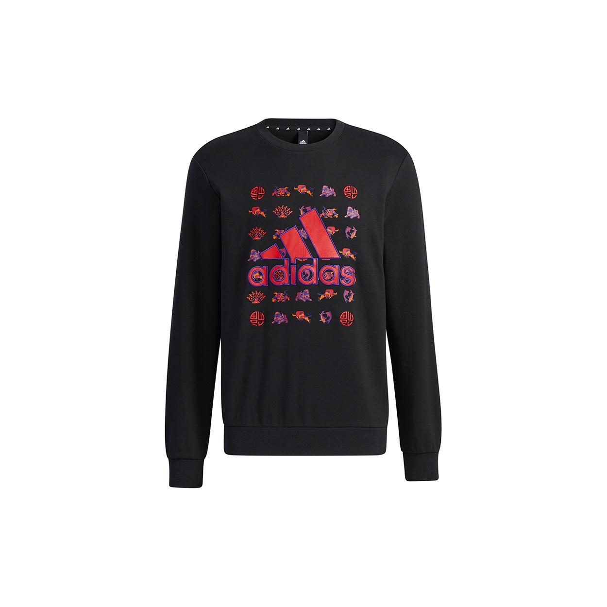 adidas Cny Gfx Swt Un Logo Printing Round Neck Pullover Sports Black Men s GR2125 XL