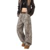 Unisex Retro Leopardenmuster Weite Hosen - Bodenlang, Lässige Scheren-Cut Hose für Trendigen, Entspannten Streetstyle.