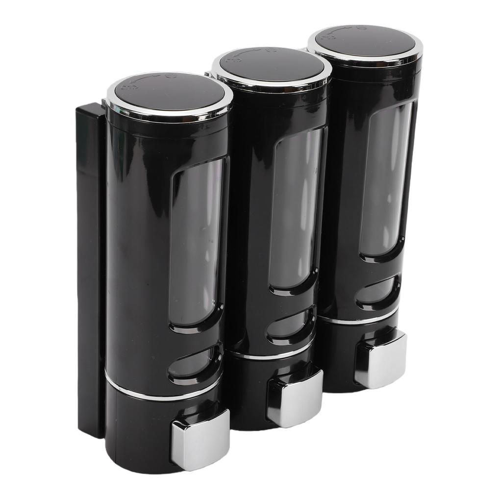 3 Chamber Shower Soap Dispenser 400ml Leakproof Wall Mount Manual Shampoo and Conditioner Dispenser for Liquid Gel