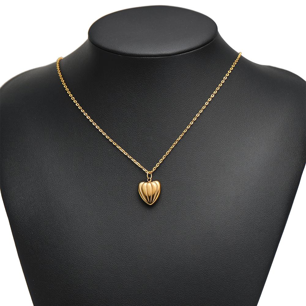 5pcs Stainless Steel New Fashion Three-dimensional Heart Charms Pendants PVD Gold Plated Necklace Homemade Bracelet DIY Jewelry