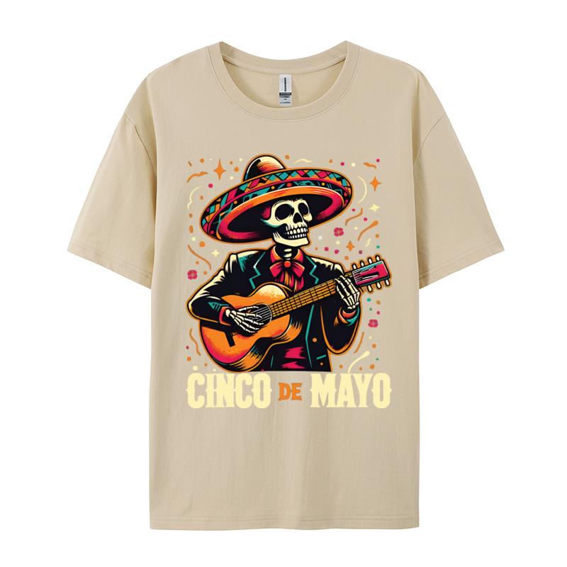 Cinco DeMayo Skeleton Skull Tshirt Funny TShirt T Shirts Slim Fit 3D Cotton Unisexs Tops Tees On Oversized