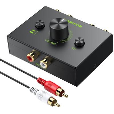 LiNKFOR Stereo Audio 2 1 2 Bidirectional RCA Stereo Audio Switcher No Power Compatible with DVD Stereo CD and More with RCA Cables R/L Switcher,