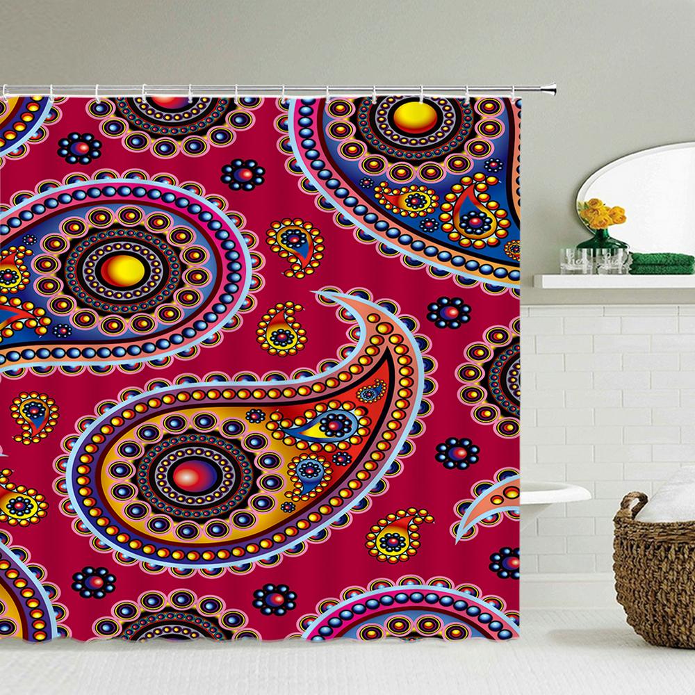 Indian Bohemian Style Shower Curtain Bathroom Waterproof Cloth Printed Mandala Decoration Bath Curtains large 240x180 With Hooks
