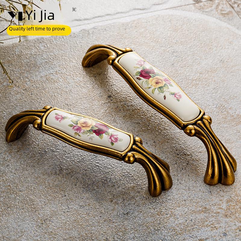 Yijia European Pastoral Ceramic Cabinet Knob - Large Pattern, Single Hole