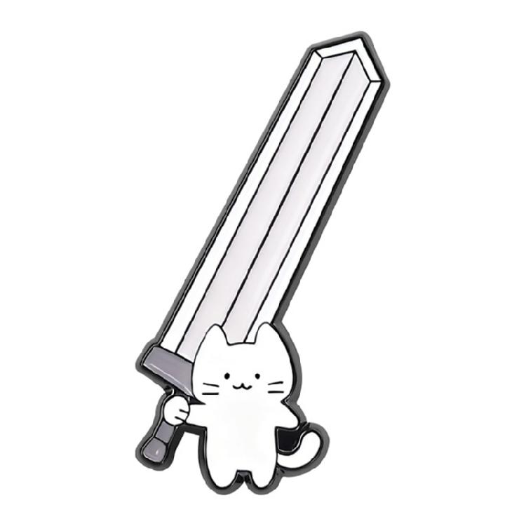 

Humorous Cats Carrying Massive Swords Statement Pin For Outfit Accent Lapel Badge Accessory Gift For Cosplay Fans 1