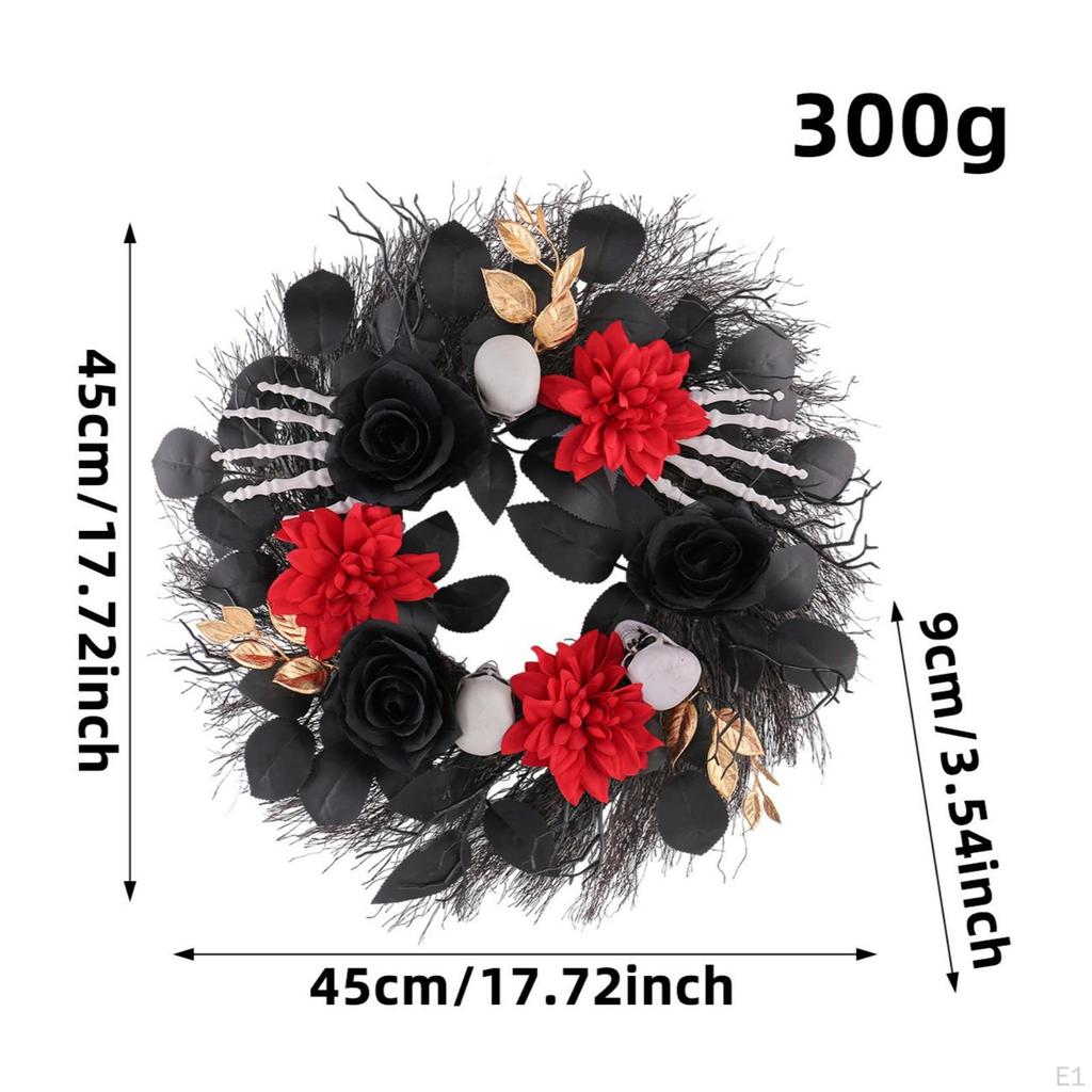 Wreath with Skeletal Hands Black and Red for Entryway, Spooky House