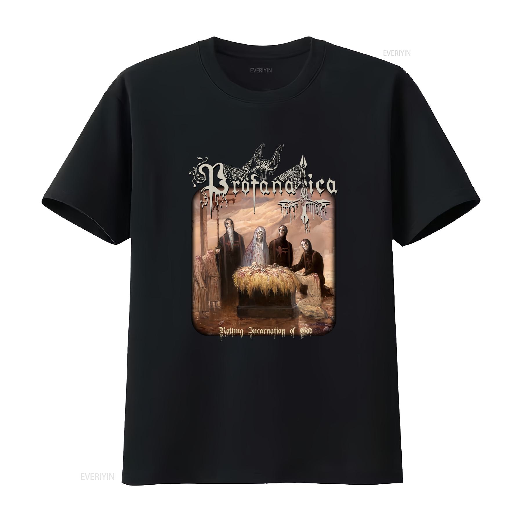 

Profanatica Rotting Incarnation of God Black Metal T Shirt VON Blasphemy Archgoat Design vintage Washed Unisex fashion Soft 4XL