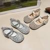 New Summer Children's Diamond Hollow Jelly Beach Shoes Princess Ballet Little Girl Single Shoes Shiny Soft Sole Kids Sandals