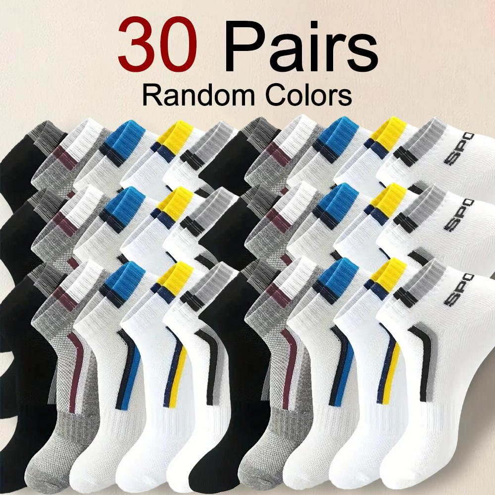 5/10/20/30 Pairs Men Odor Resistant Knitted Socks Fashionable Striped Sports Style Sweat Absorbing Breathable Couple Casual Sock