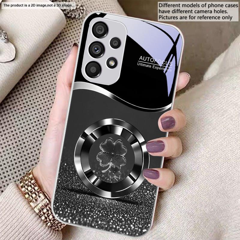 Fioletowy Czterolistny Koniczyna Dla Samsung S8 S9 S10 20 U ltra S21 Pro S22 Plus S23 FE S24 Ultra S25 Edge S25Ultra Szklane Etui na Telefon