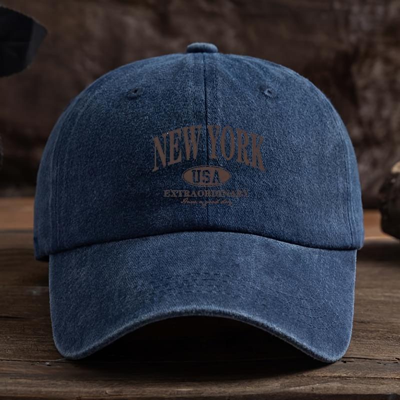 1pc NEW YORK Print Baseball Cap with Lettering,Outdoor Hat Suitable for Travel,Fishing Casual Wear,Textile Cap Duckbill Style