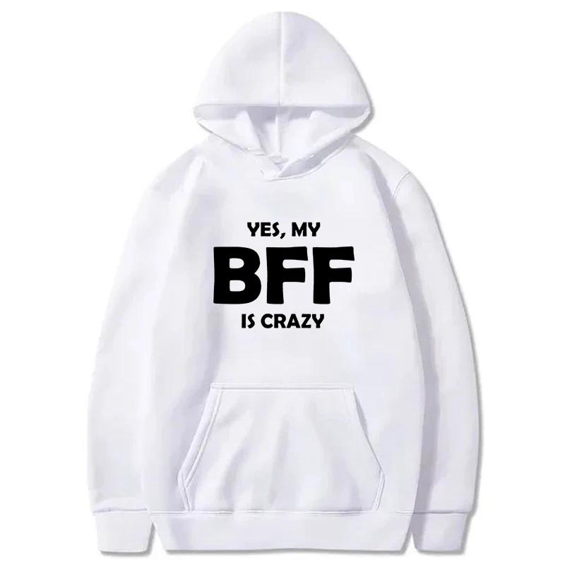 BFF Printed Hoodie Autumn Winter Women Men Casual Loose Simple Fashion Comfortable O-Neck Long Sleeve Fleece Sweatshirts