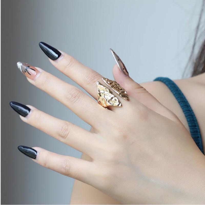 Irregular Gold Color Geometric Chunky Open Rings for Women Men Punk Aesthetic Adjustable Finger Ring Fashion Jewelry Party Gift