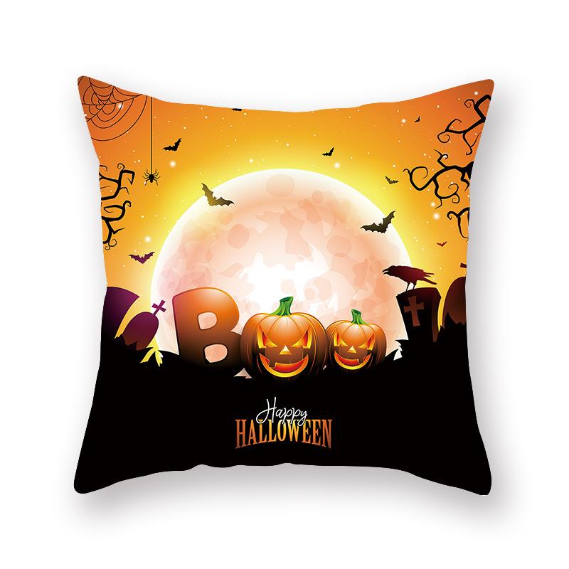 Halloween Pillow Cover Cartoon Pumpkin Head New Peach Skin Cushion Cover Sofa Cushion