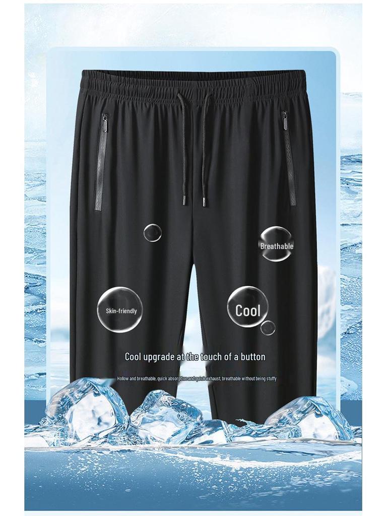 Men's Plus Size Sporty Ice Silk Quick-Dry Summer Jogger Pants
