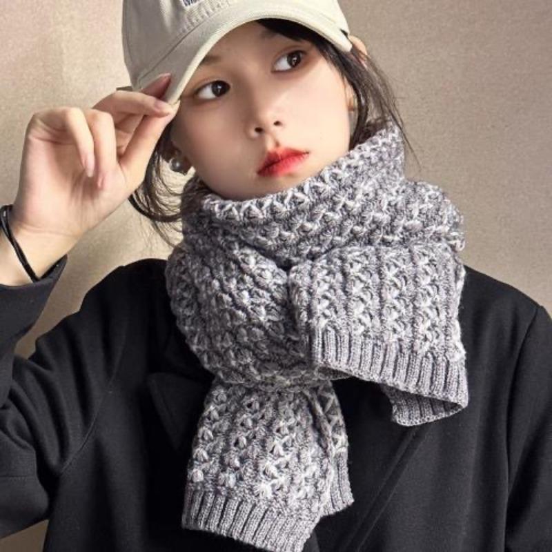 New Wool Knitted Scarf for Women in Winter Korean Fashion  Versatile Warm  Student Scarf  Skin Friendly and Soft