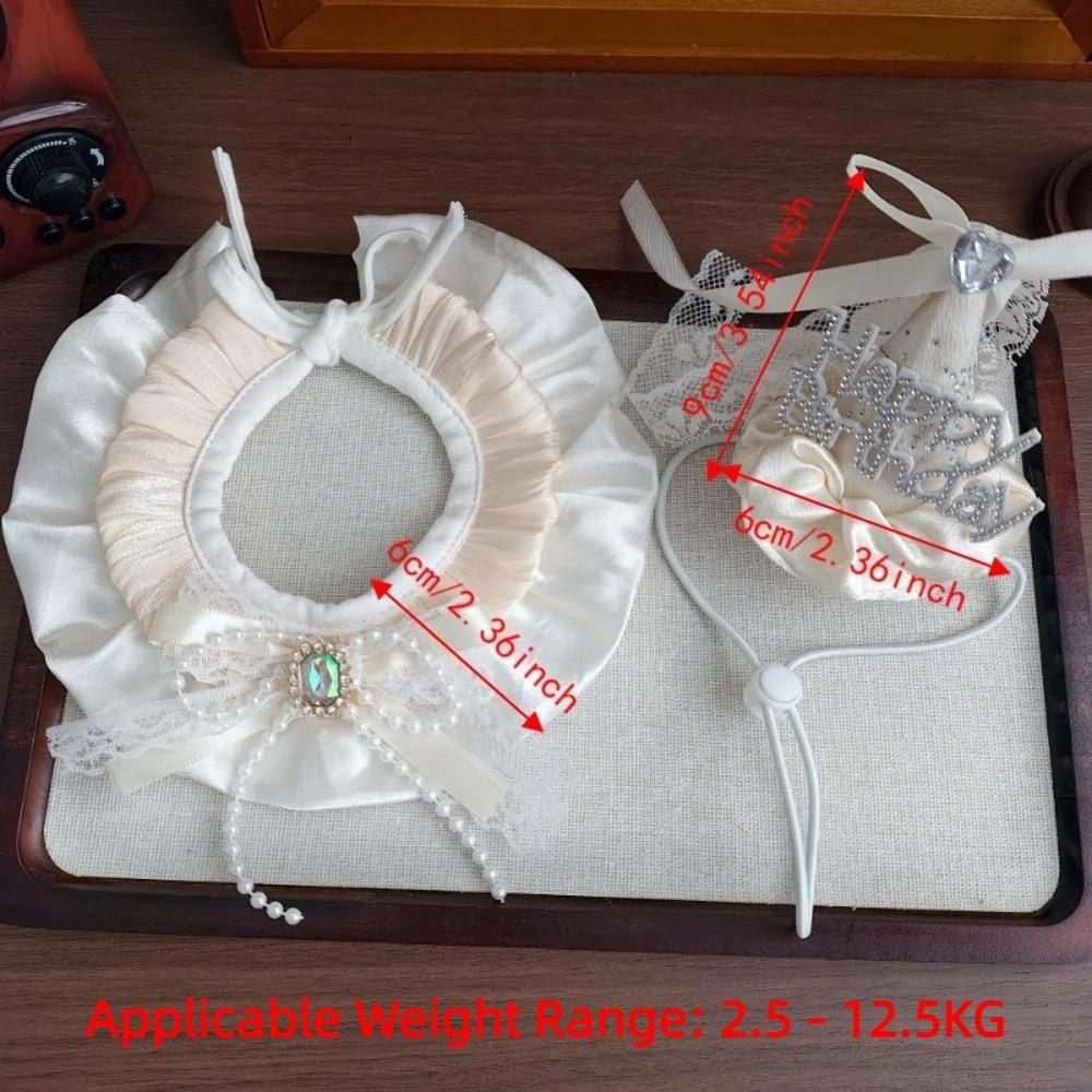 Rhinestone Pet Birthday Hat Scarf Set Cute Cat Princess Hat Pet Birthday Party