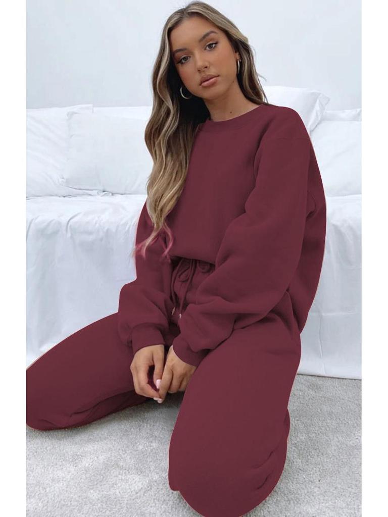 European Winter Women's Printed Hoodie & Pants Set