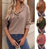 Damen Herbst und Winter Lockeres Lässiges Pit Strip Langarm Button T-Shirt Top