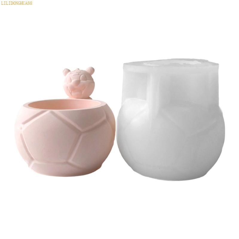 K1AE Flexible Silicone Animal Planter Mould for Cement Craft Projects Home Decoration