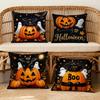Halloween Ghost Pumpkin Pillow Covers Set of 4 Polyester Throw Cushion Cases for Sofa Couch Bed Indoor Outdoor Spooky Home Decor