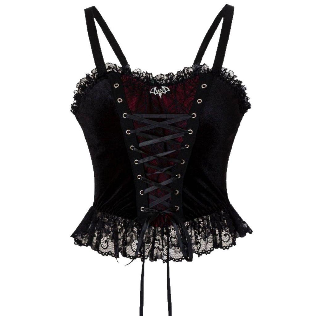 Velvet Lace-up Gothic Corset Camisole - Halloween Style