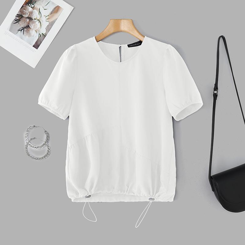 

ZANZEA Женская летняя повседневная блузка с круглым вырезом и коротким рукавом