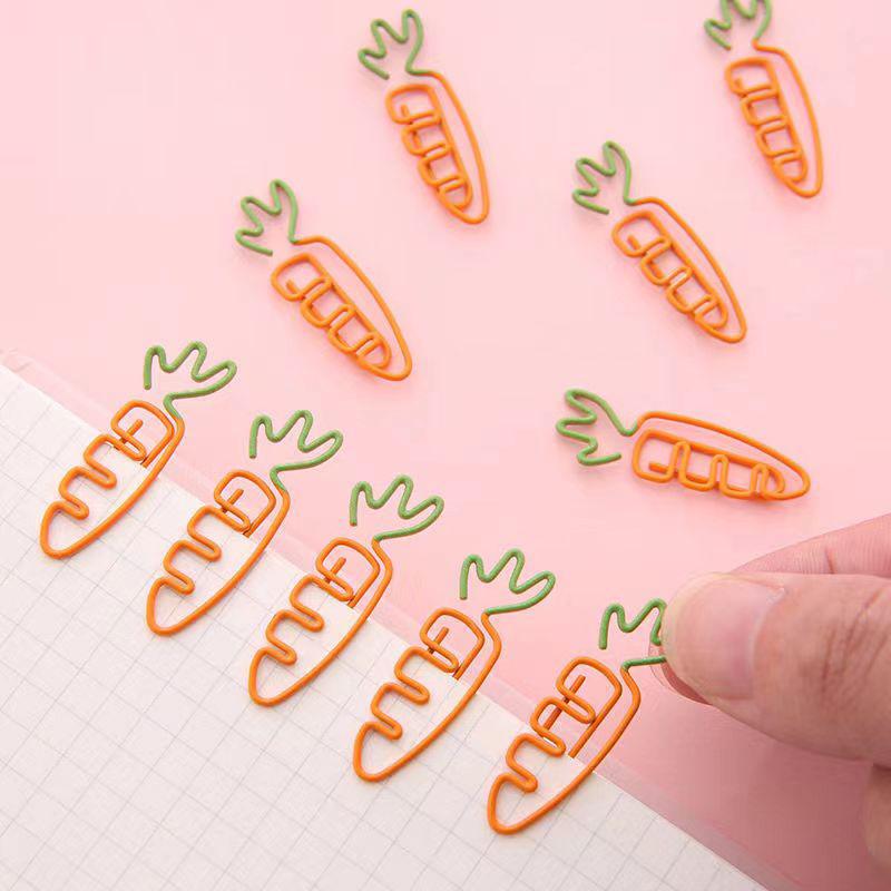 5Pcs Creative Fruit Carrot Shape Cartoon Paper Clip Cute Metal Shape Large Paper Clip