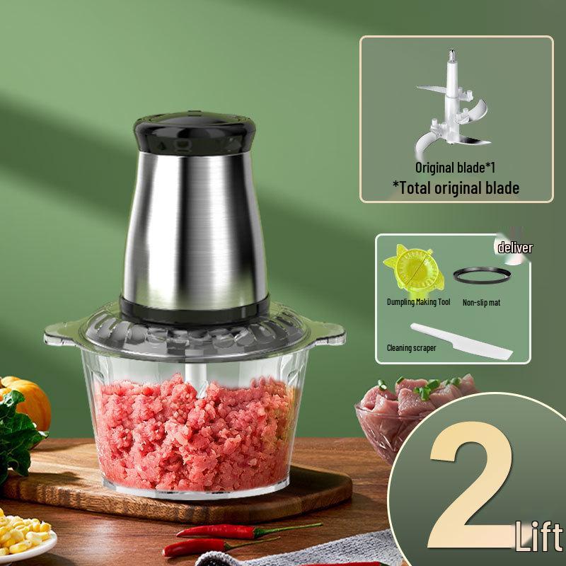 Compact Stainless Steel Meat Grinder and Blender with Dumpling Filling Feature
