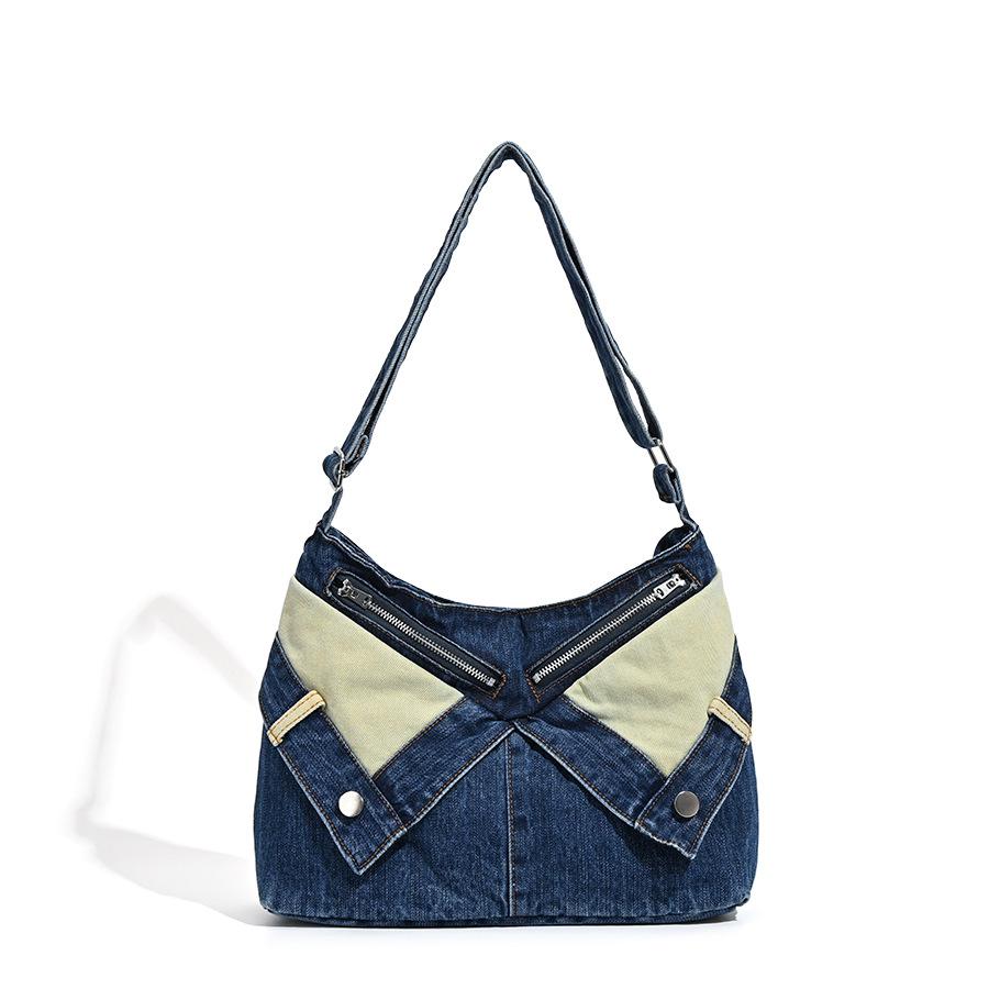 Denim Large Capacity Single Shoulder Crossbody Bag College Style College Student Bag Travel Fashion Versatile Commuting Toy Bag