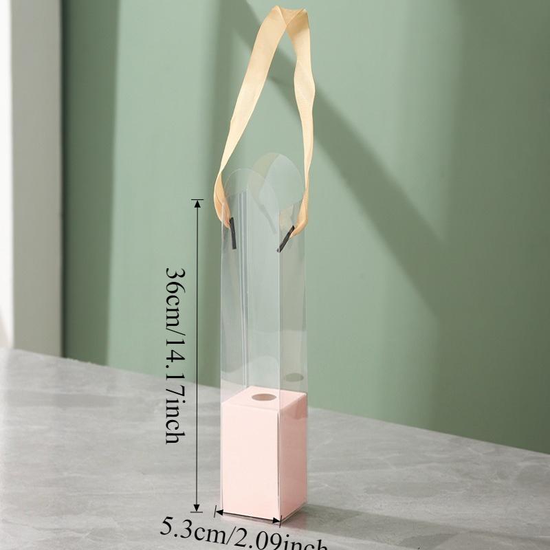 5er-Set Tragbare Klare Plastik-Blumenkästen Transparente Handheld-Rosen-Geschenkbox für Blumenstraußverpackung Kleine Florale DIY-Hülle Taschen