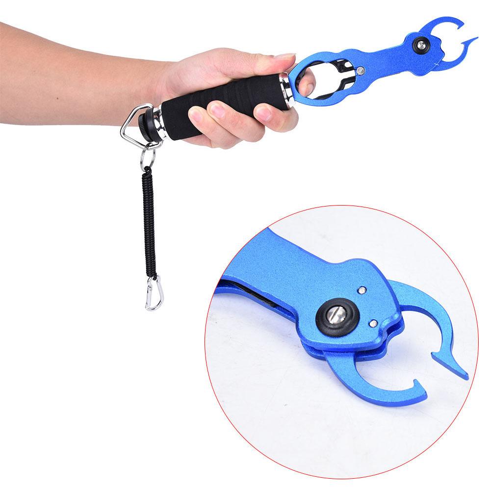 Portable Aluminium Alloy Fishing Grip   Fish Lip Grabber Tool with Weigh Msure Red