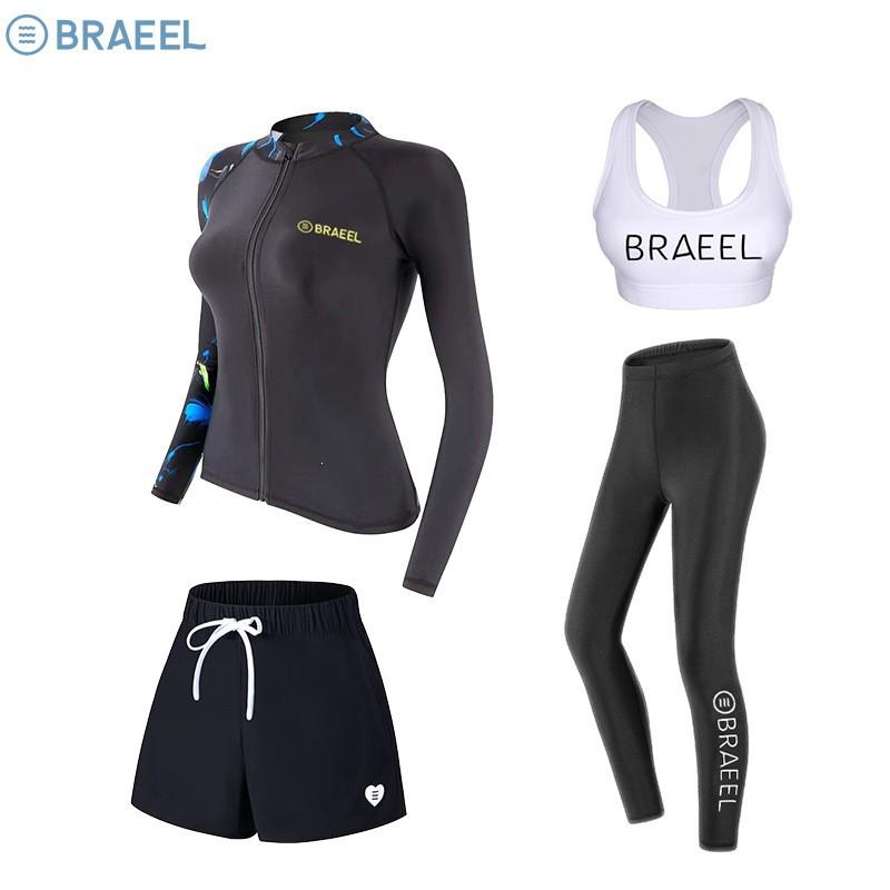 Womens UV Protection Rash Guard Set Surfing Diving Snorkeling Swimming With Long Sleeve Top Shorts Pants