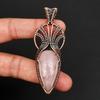 Vintage Style Rose Quartz Gemstone Copper Wire Wrap Pendant Unique Boho Pendant Anniversary or Birthday Jewelry Gift