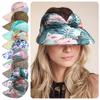 Fashion Anti-UV Summer Visors Hat Empty Top Breathable Empty Top Hat Wide Large Brim Flora Printing Sun Hat Woman