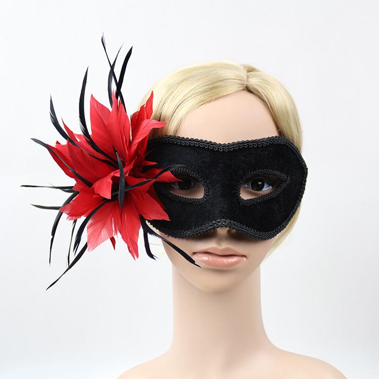 Hot Sale Feather Party Banquet Mask Masquerade Ball Dress Up Mask Lace Flower Strap Mask
