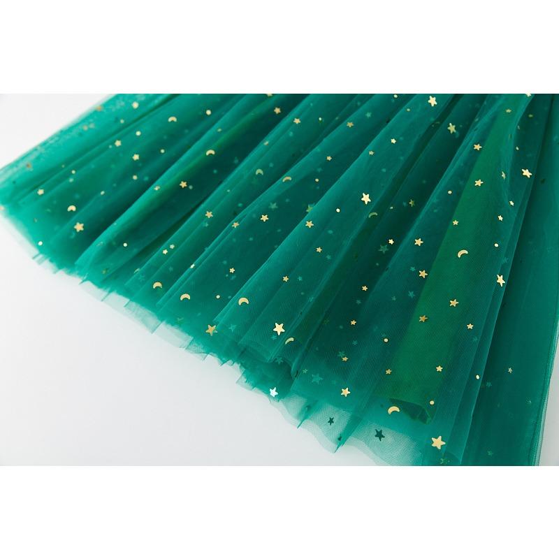 New Christmas Dress Stars Moon Strapless Dress Princess Mesh Shaggy Dress Children's Halter Dress Holiday Dress
