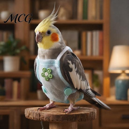 Parrot Travel Harness Diaper Clothes with Leash, Flight Diaper, Reusable Nappy Clothes, Outdoor Training for Parakeet Budgies Conure Lightweight