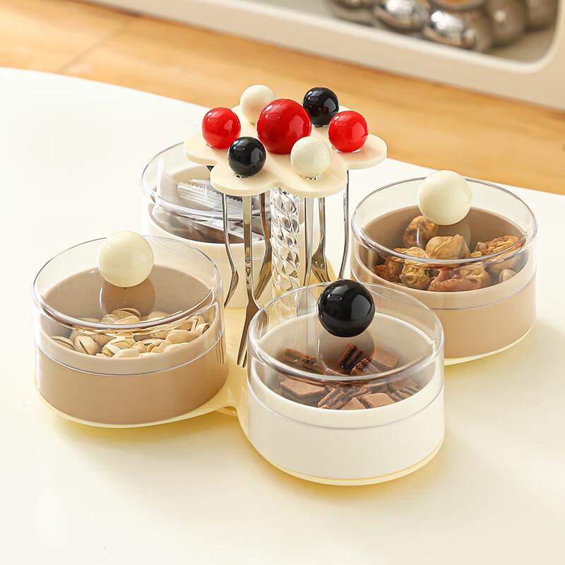 Qianxing Rotating Plastic Snack and Fruit Platter