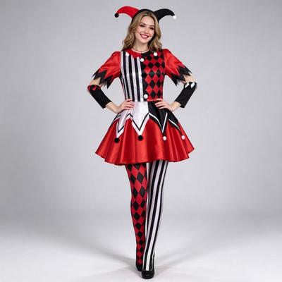 Womens Halloween Circus Clown Costume Dress Stage Performance Carnival Party