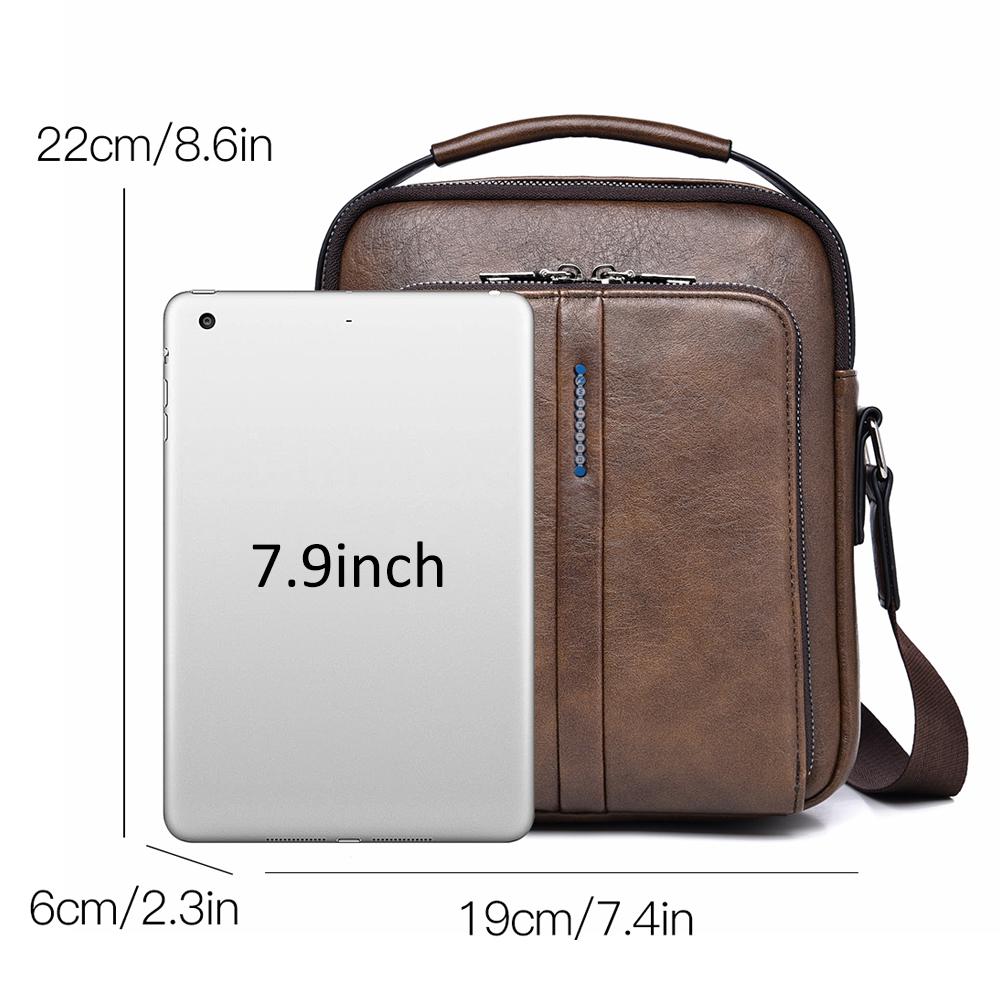 WEIXIER Men's Leather Crossbody Shoulder Bag Waterproof Messenger Sling Satchel Bag for Work Business Travel