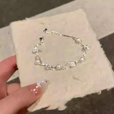 Super Fairy Gentle Flash Diamond Double-layer Pearl Bracelet Temperament Fashion Niche Personality Bracelet Light Luxury High-end Jewelry Women