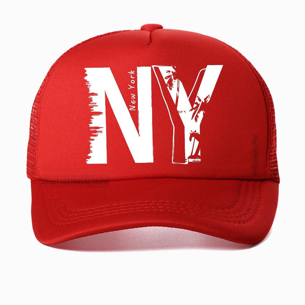 

Unisexs Summer Fashionable Casual cap Large New York Pattern Printed baseball cap outdoor Sports Breathable trucker hat mesh hats Adjustable
