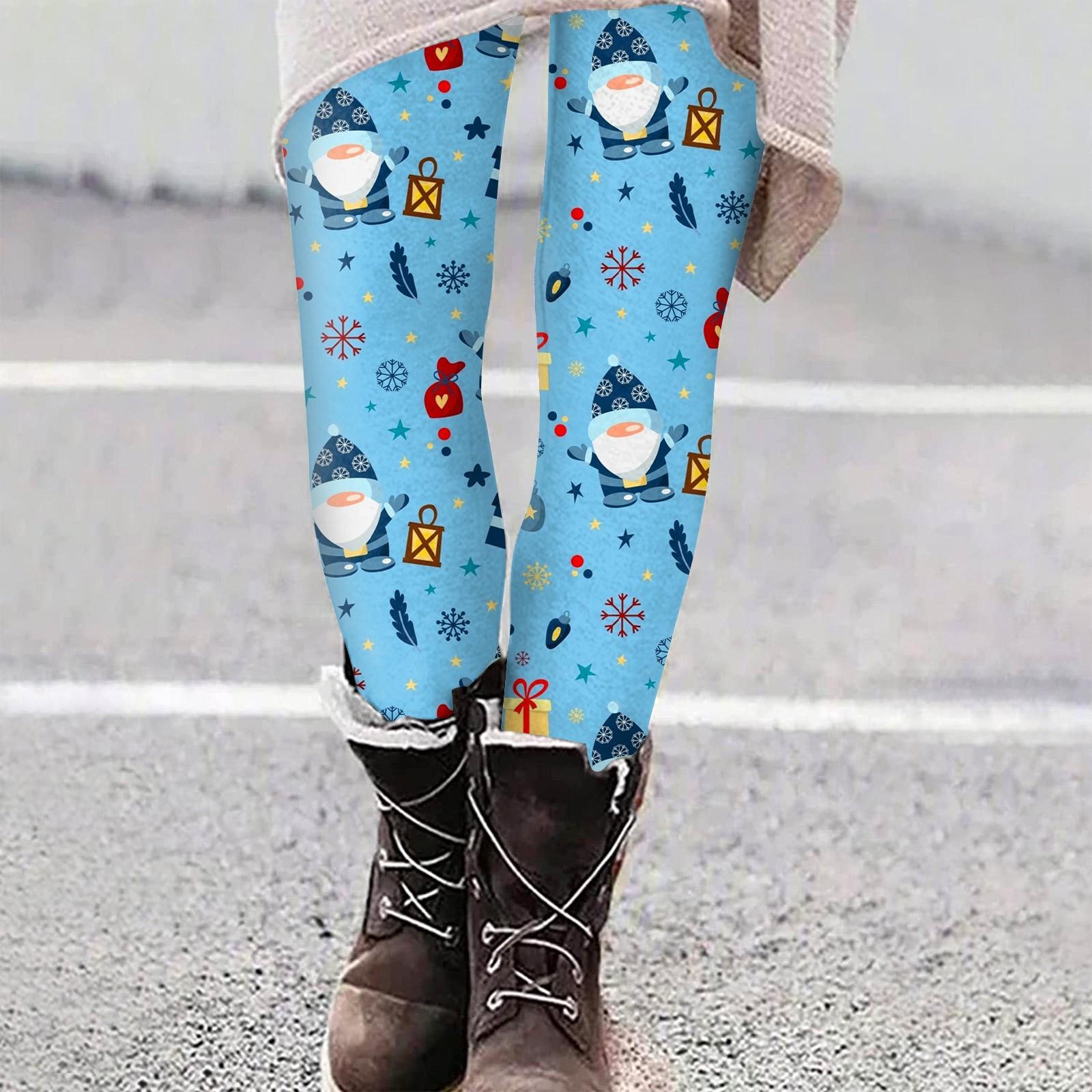 

Женские повседневные уличные облегающие эластичные брюки с рождественским принтом для йоги, укороченные брюки XXXL небесно-голубой