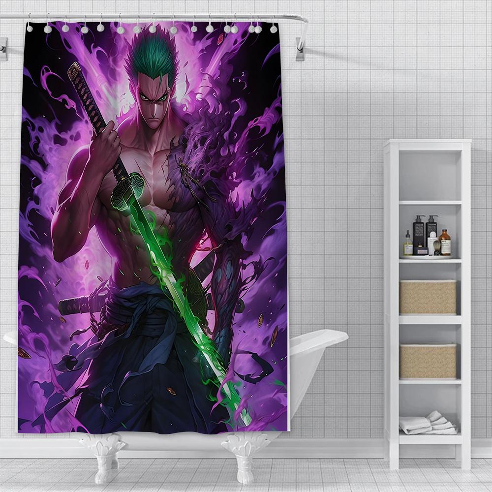 Shower Anime For L-Luffys Curtain Waterproof Polyester Fabric Paint Colorful Bath Curtains Home Bathroom Decor Curtain With Hook